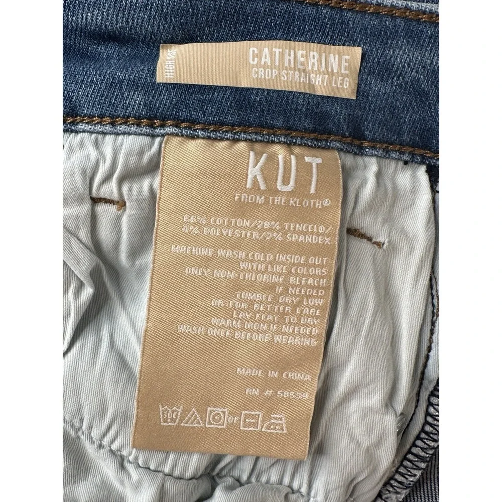 Kut From the Kloth Jeans Women's Size 8 Crop Straight Leg‎ Raw Hem Distressed